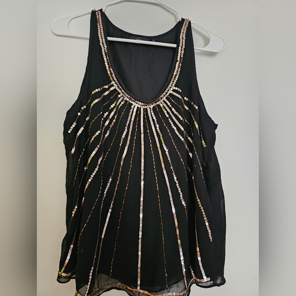 APT 9 M Black Gold Sparkly Blouse